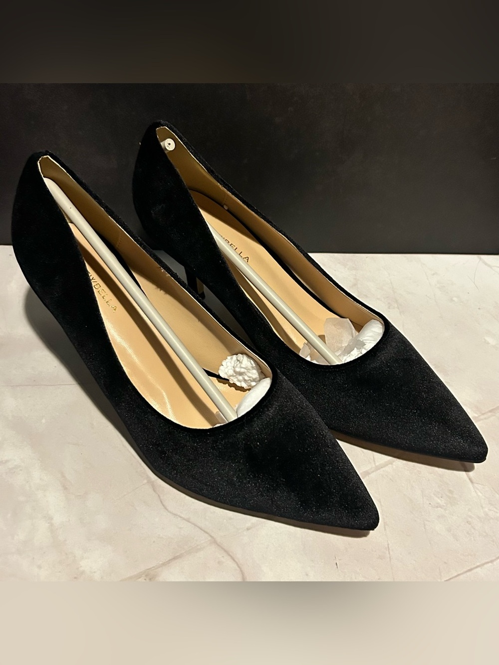 Newbella Classic Black Suede Pointed Toe Pumps